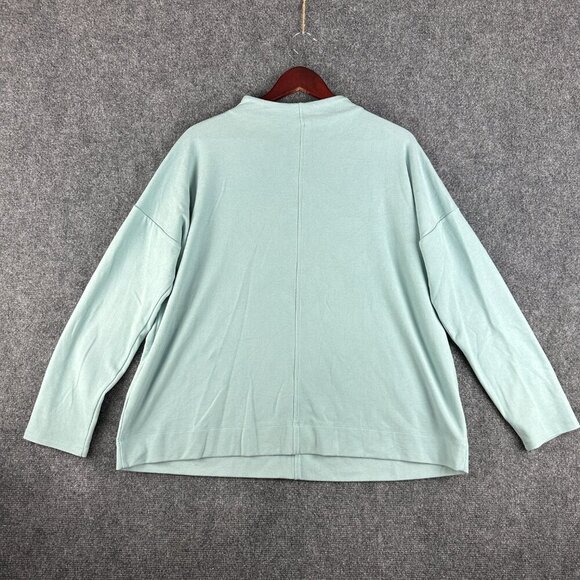 J JIll Top Womens Large Green Stretch Knit Mock Neck Long Sleeve Pullover Shirt - Picture 7 of 8